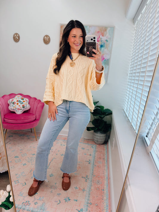 Butter Yellow Cable Knit Top