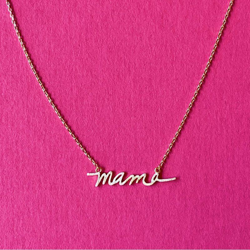 Mama Script Necklace - Gold