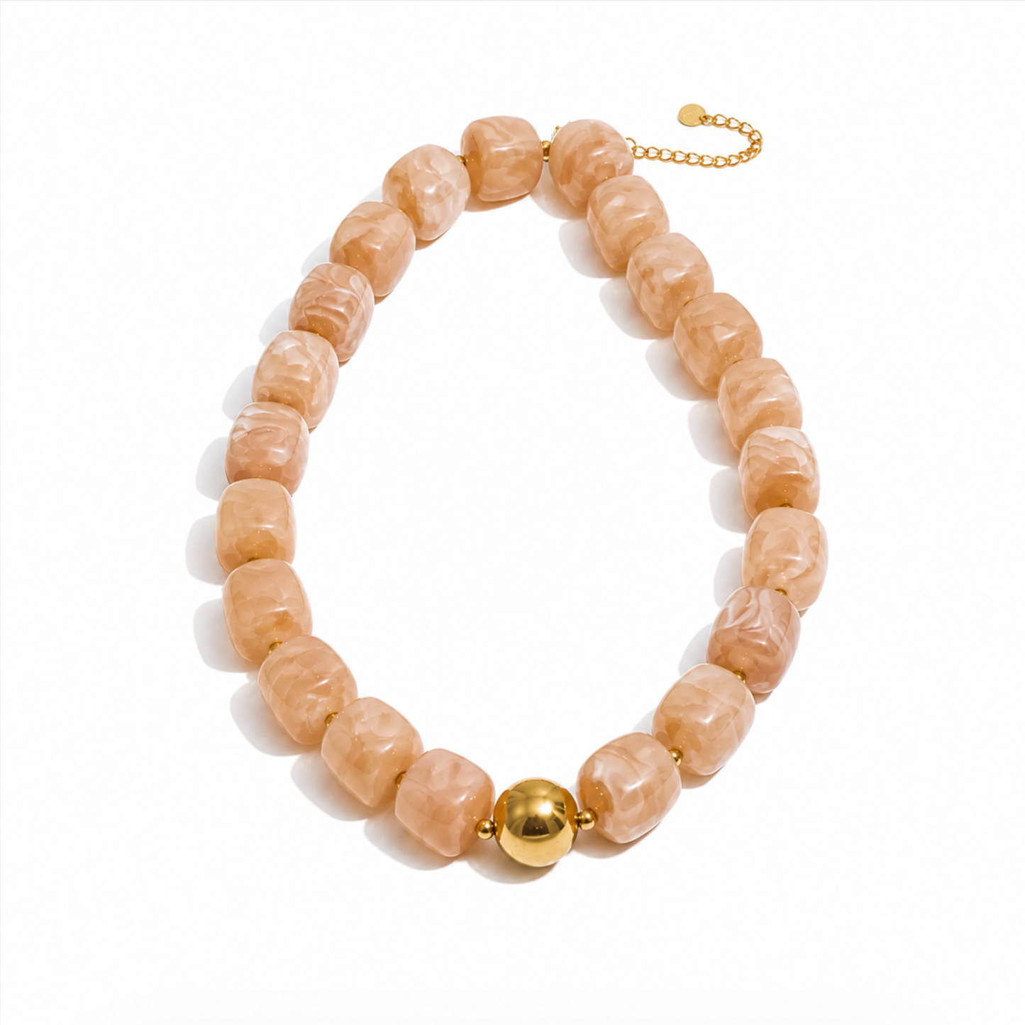 Oakley Neutral Chunky Beaded Statement Necklace | Stainless Steel
