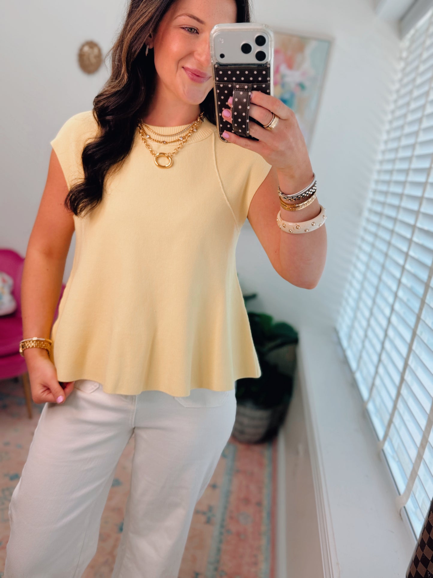 Marlow Ribbed Mock Top - Yellow