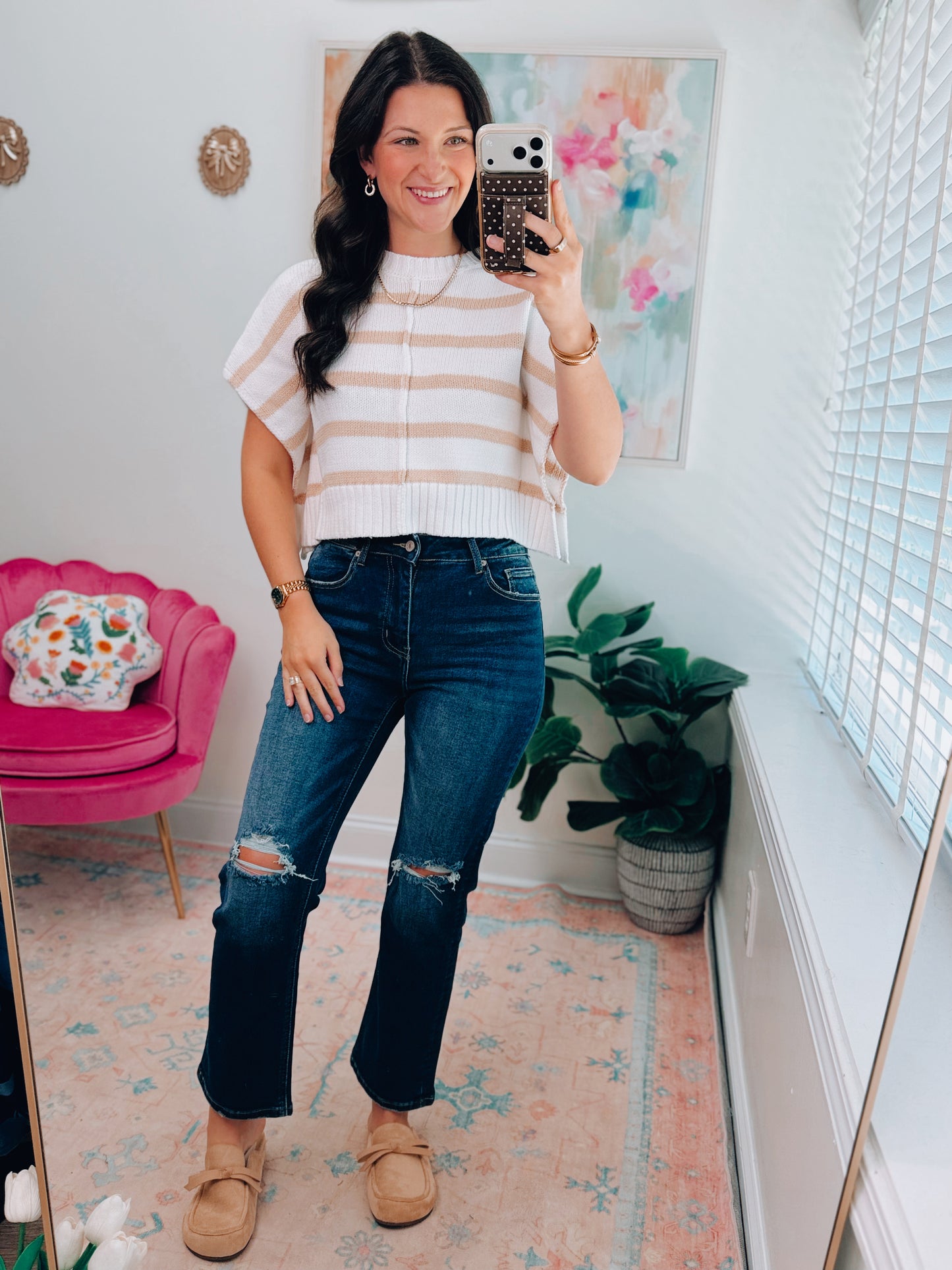 Striped Knit Sweater Top