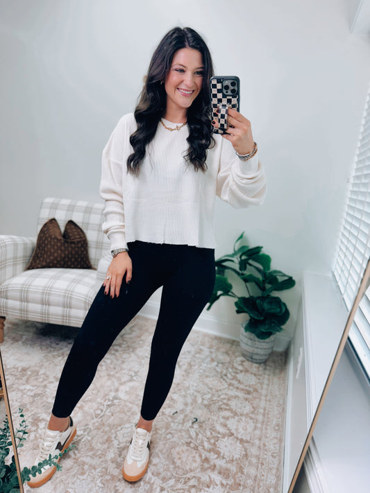 DOORBUSTER Waffle Knit Top - Cream