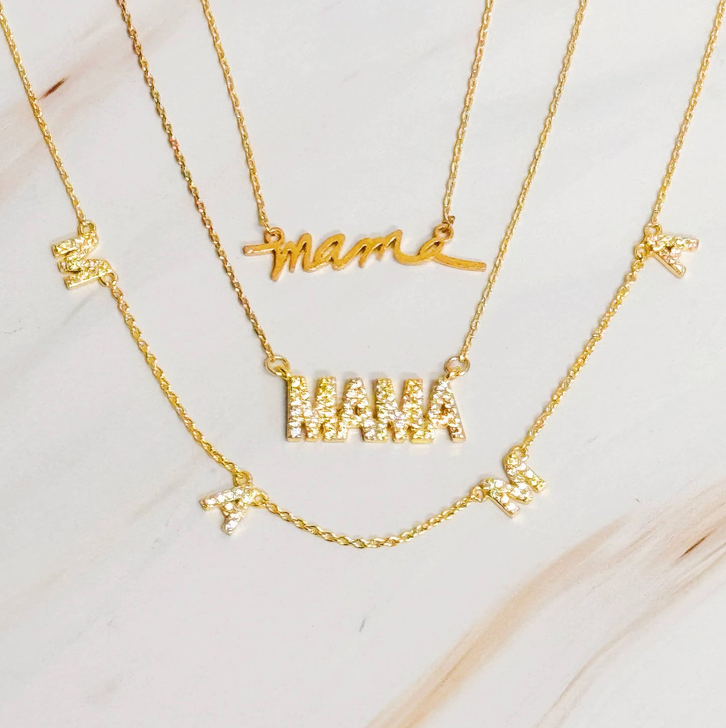 18k Gold Plated Sparkle Mama Necklace