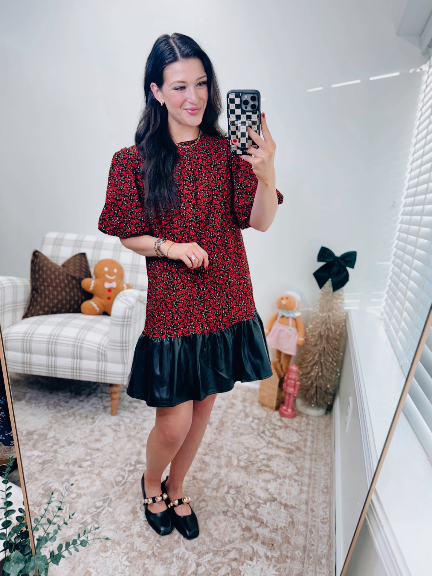 VOY Mix Faux Leather Mini Dress