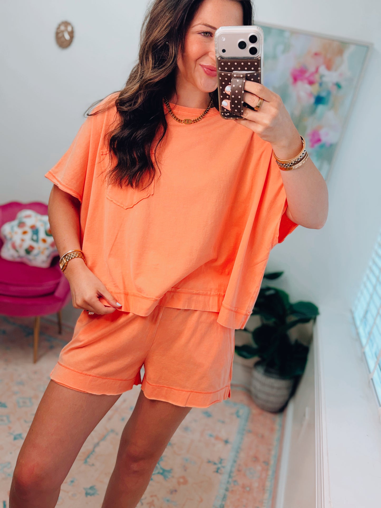 Easy Days Cotton Shorts Set - Coral