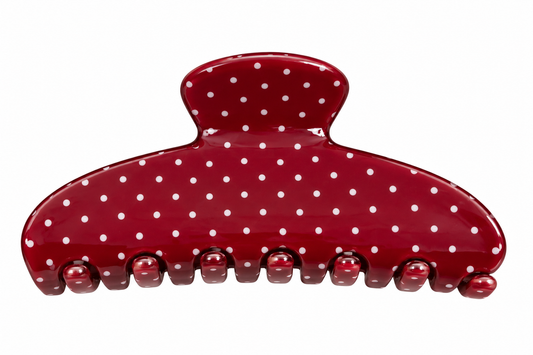 Hollin Cranberry Polka Dot Claw Clip