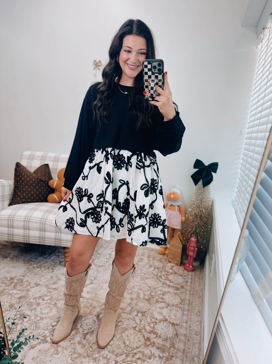 Hearth Mix-Media Mini Dress