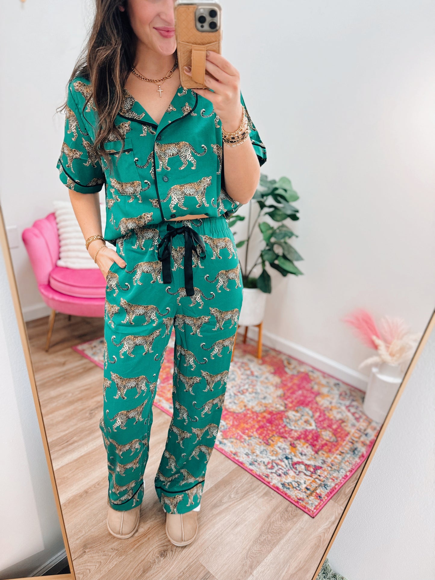 Calling Leopards Satin Pj Set