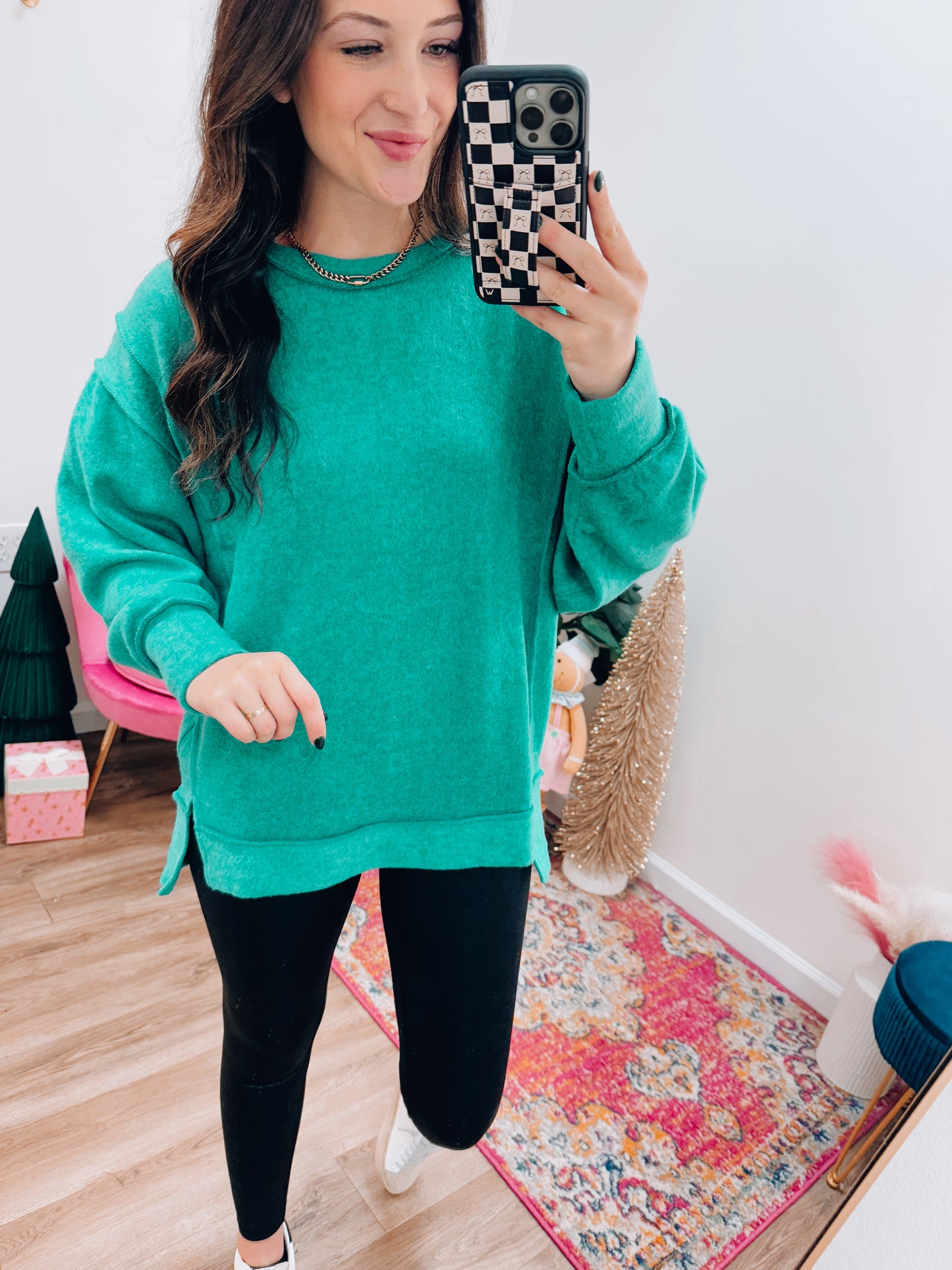 Heather Brushed Sweater - Green