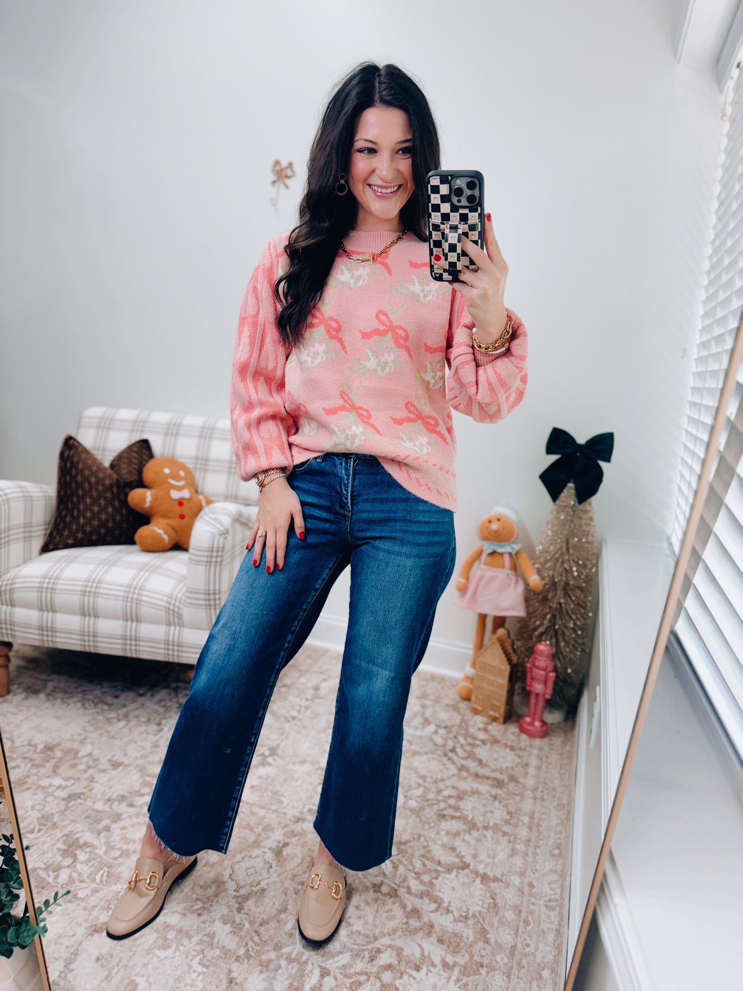 Ribbon Christmas Tree Sleeve Sweater