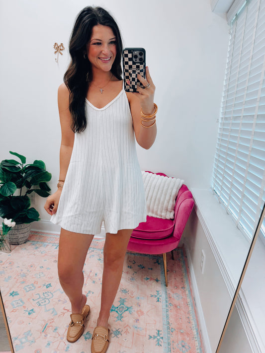 Rib Knit Tank Romper