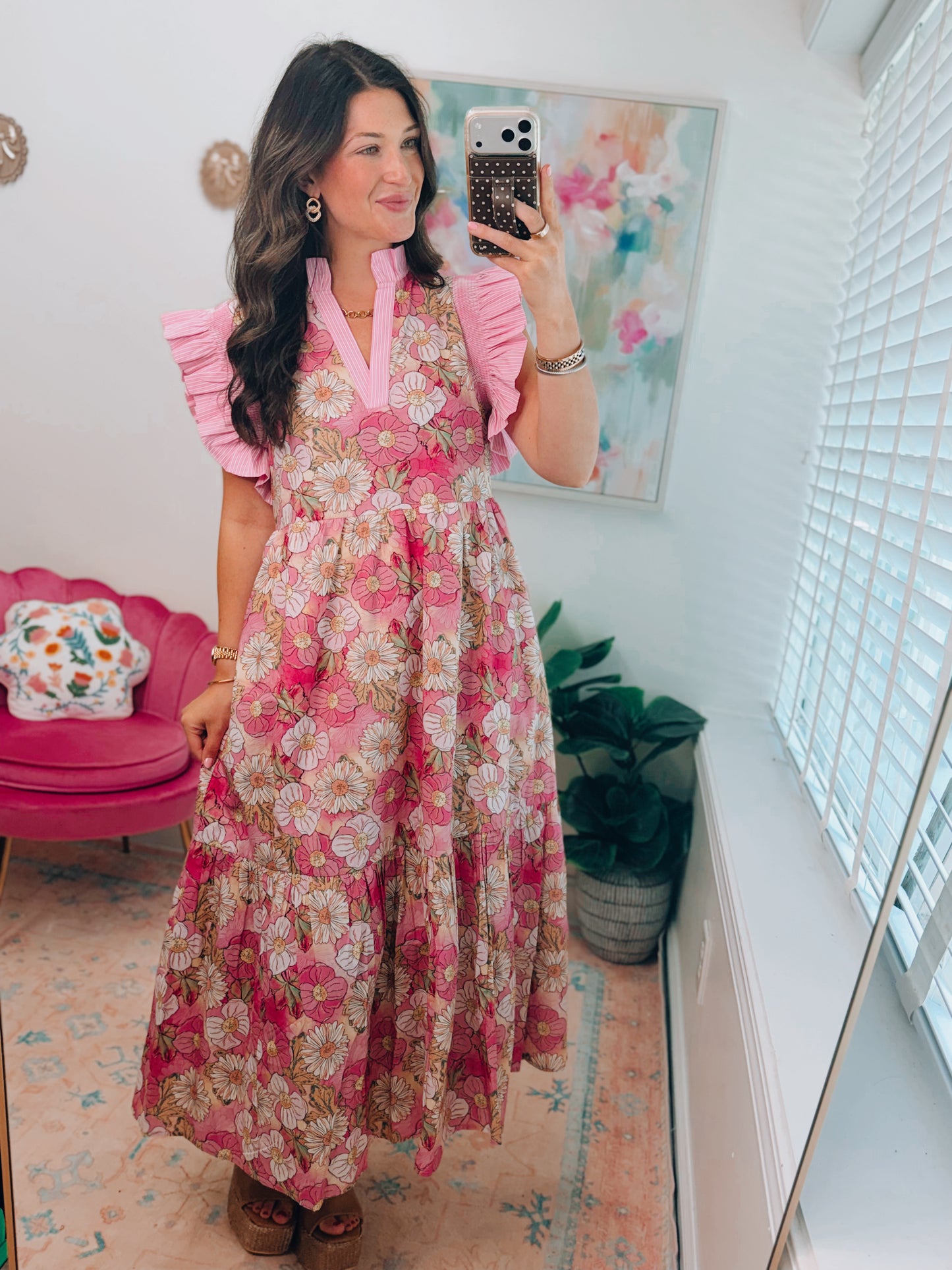 Hollis Floral Tiered Midi Dress
