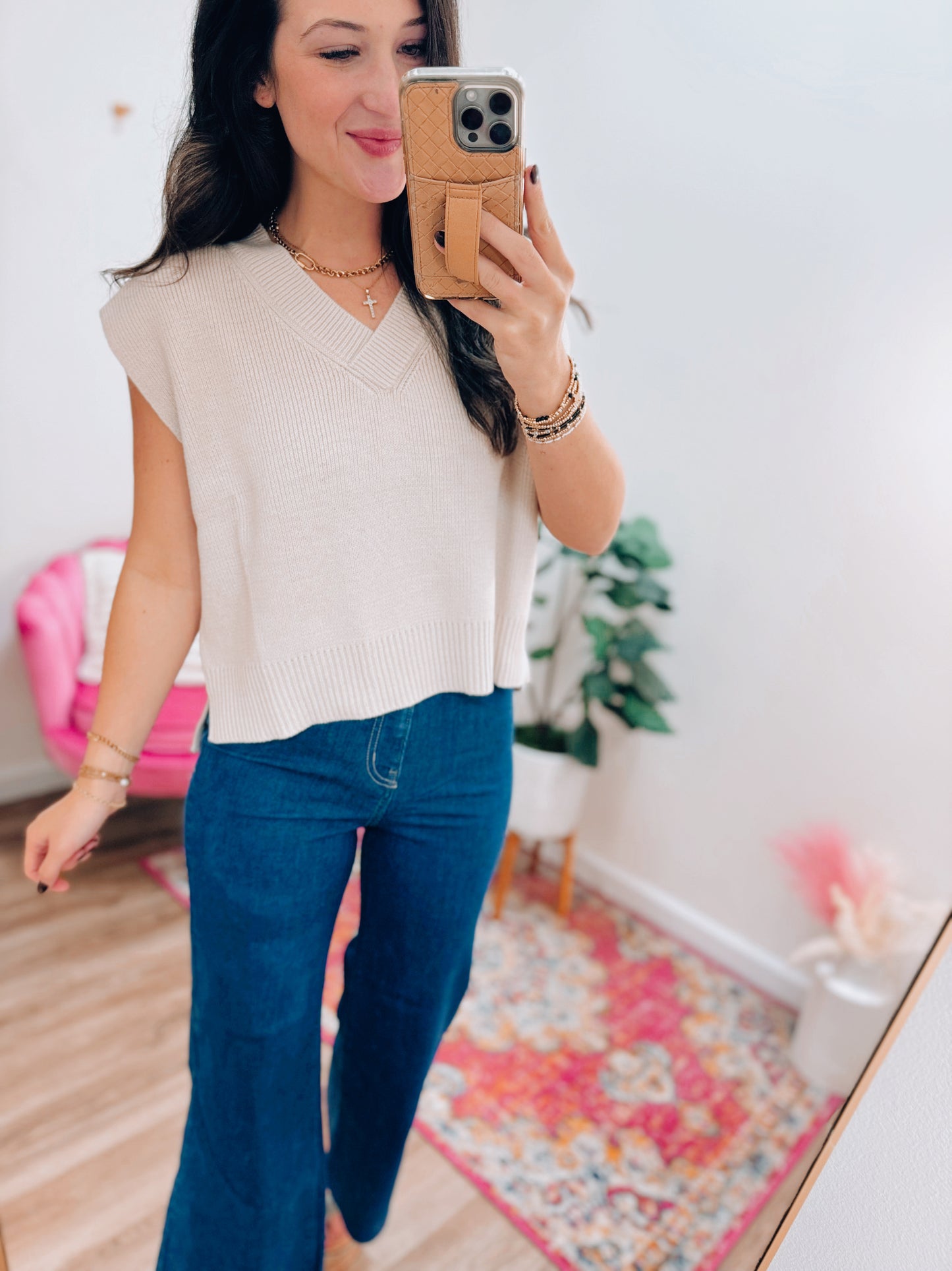 Kallie Sweater Top - Taupe