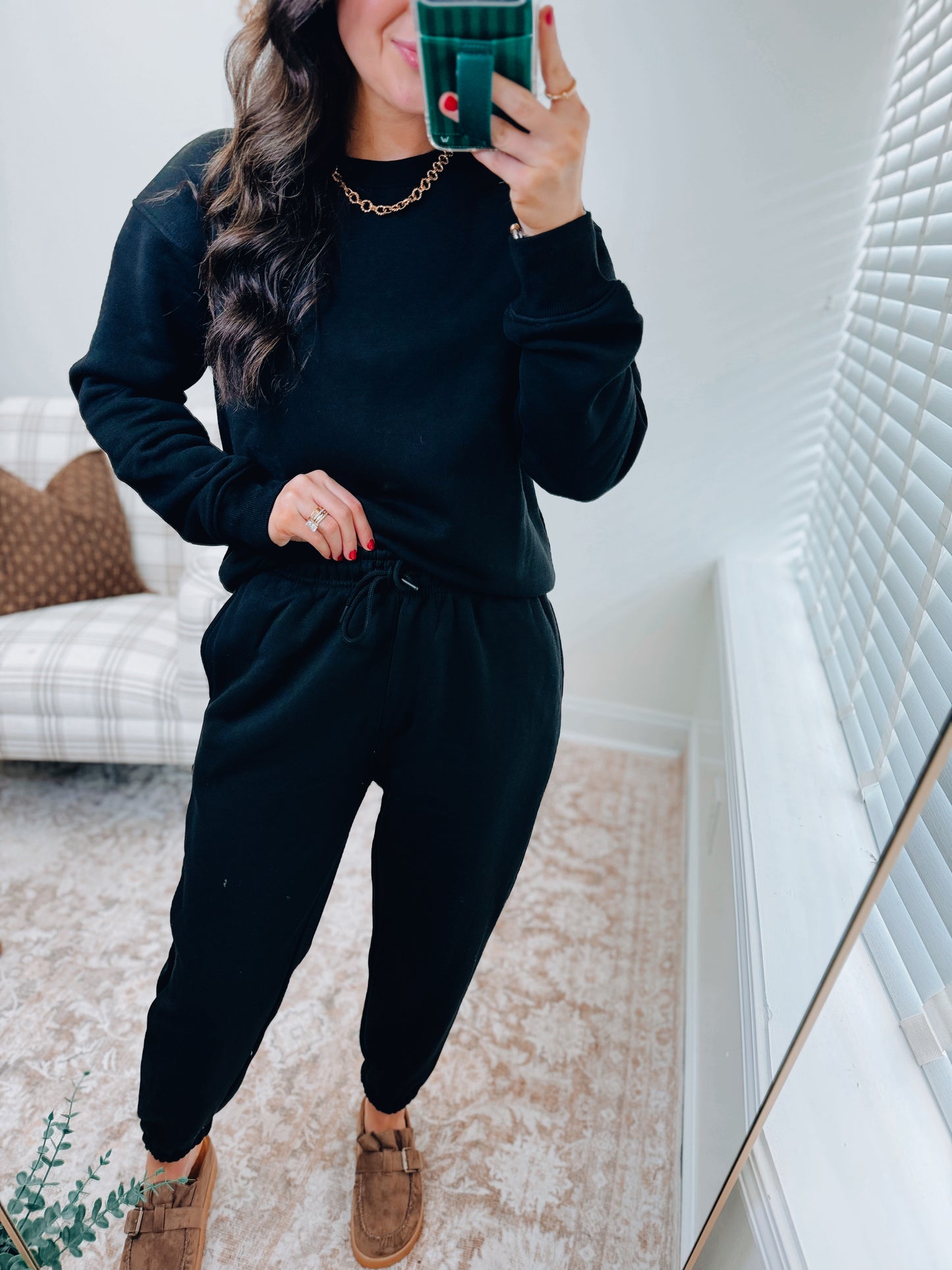 Classic Fit Jogger Lounge Set - Black