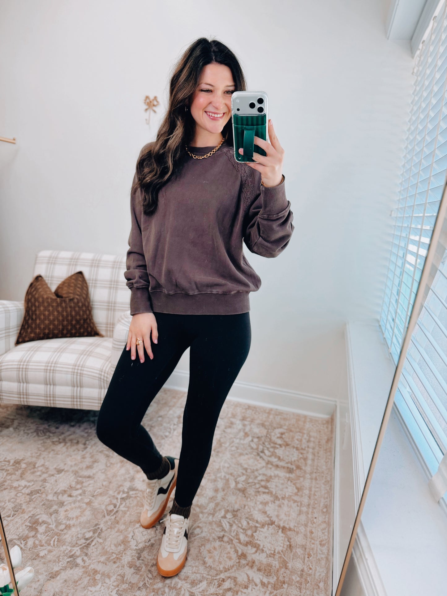 Soft Bloom Mineral Wash Lace Pullover