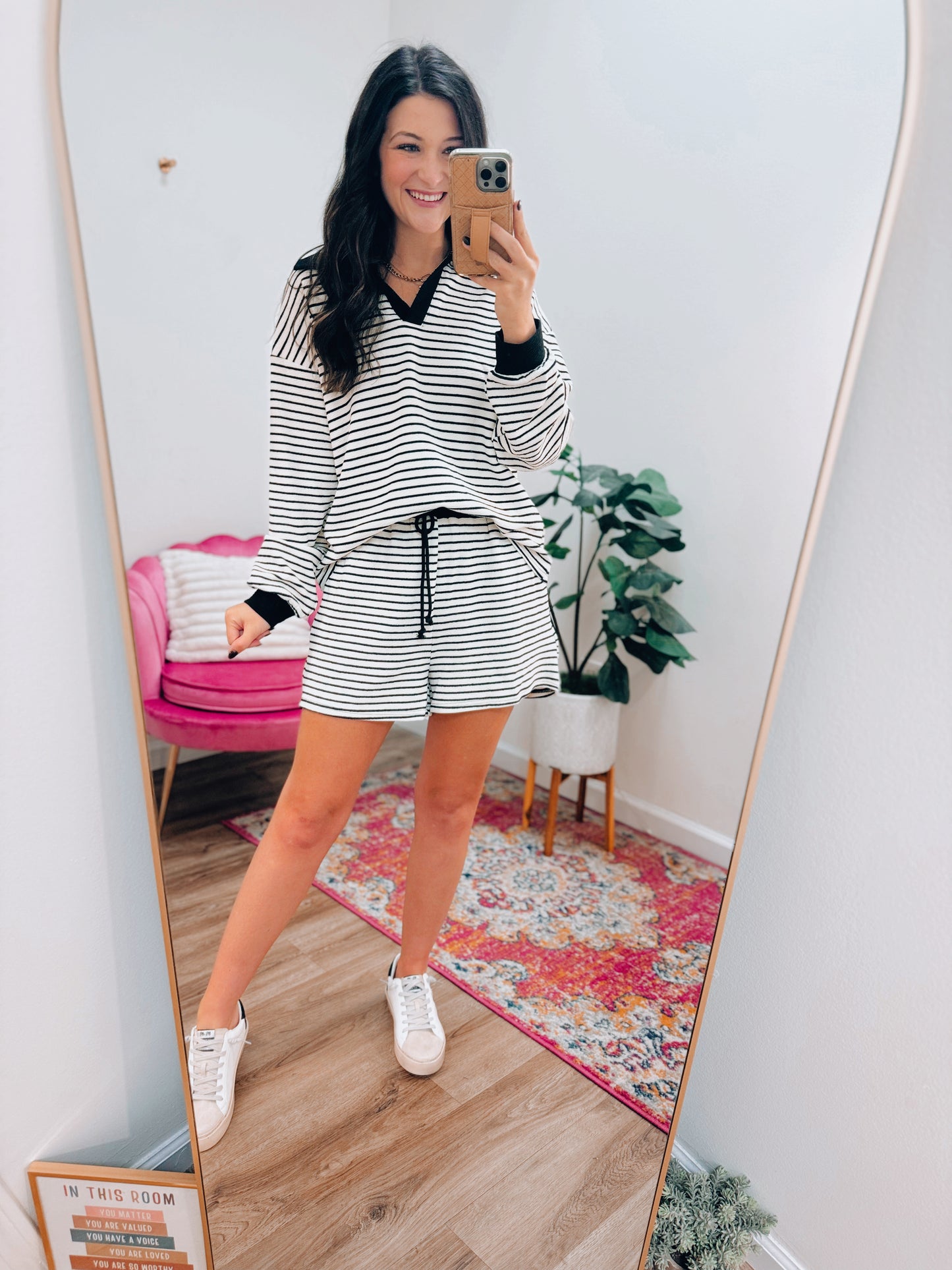 Billie Striped Textured Shorts Set