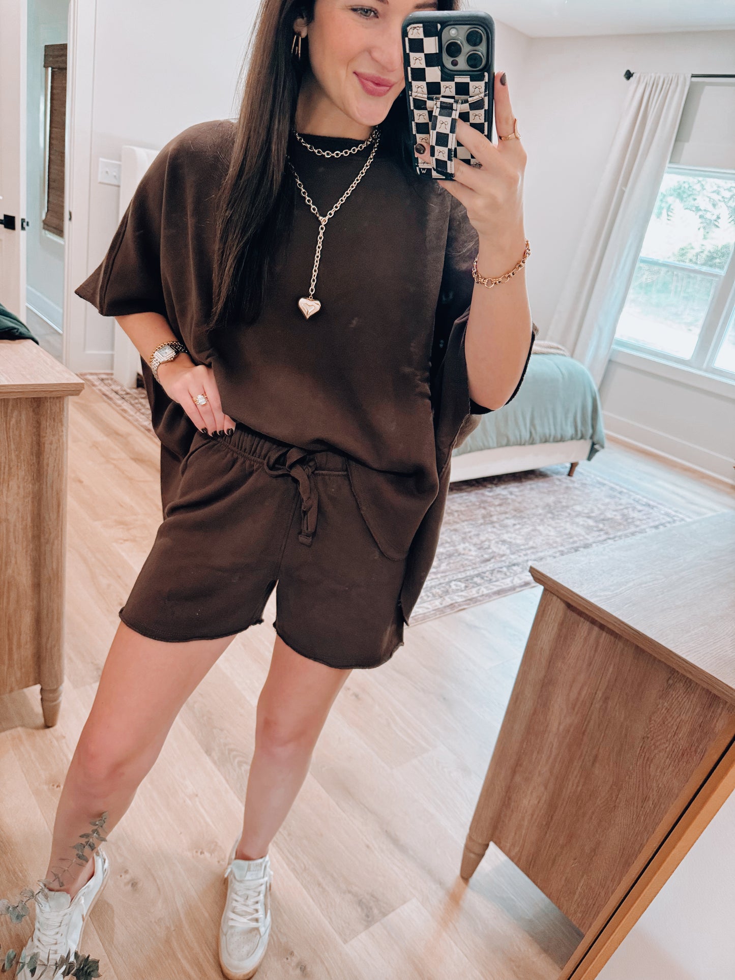 Malibu Fall Vintage Edge Shorts Set - Brown