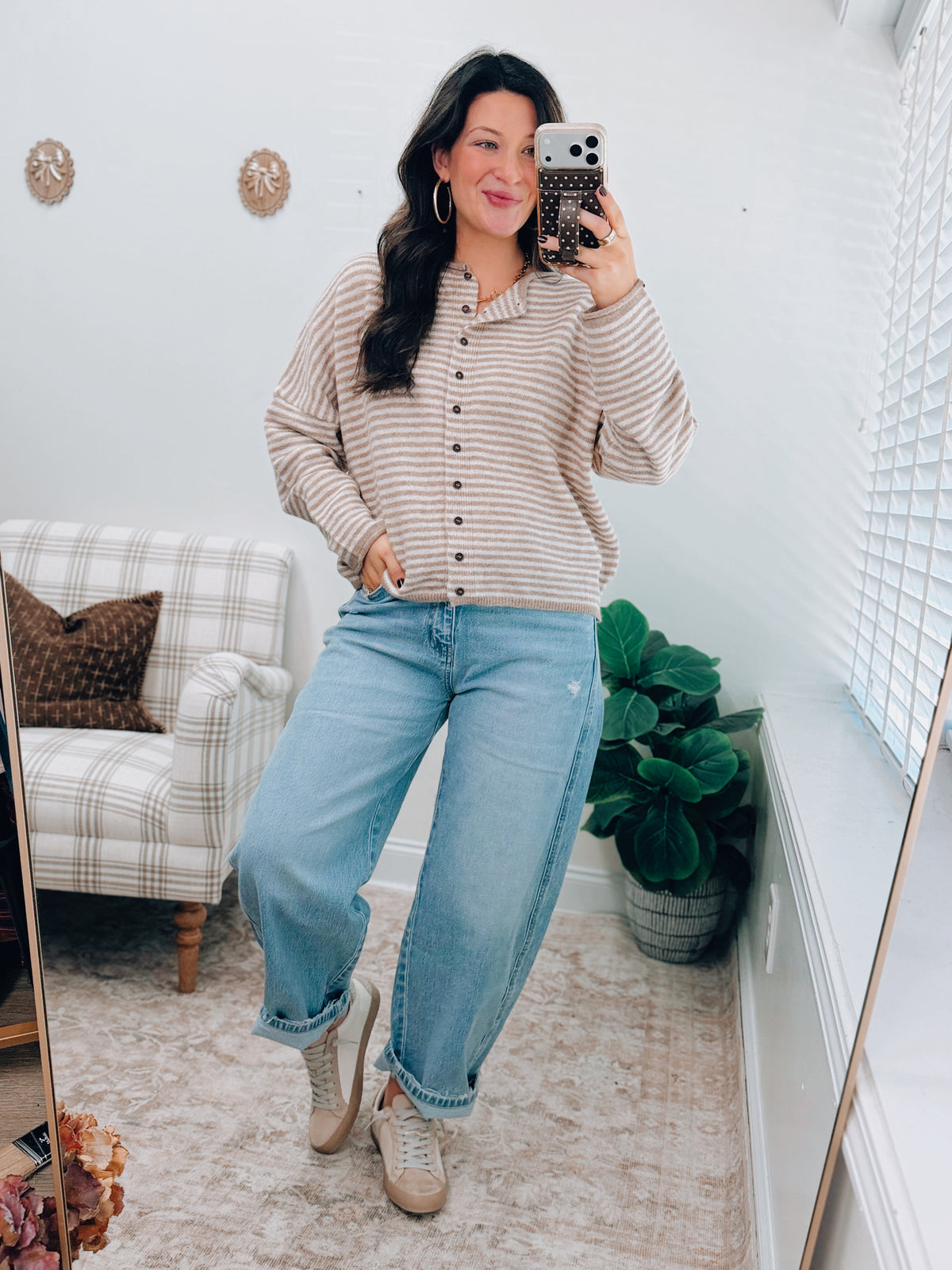 Sadie Striped Button Cardigan Top