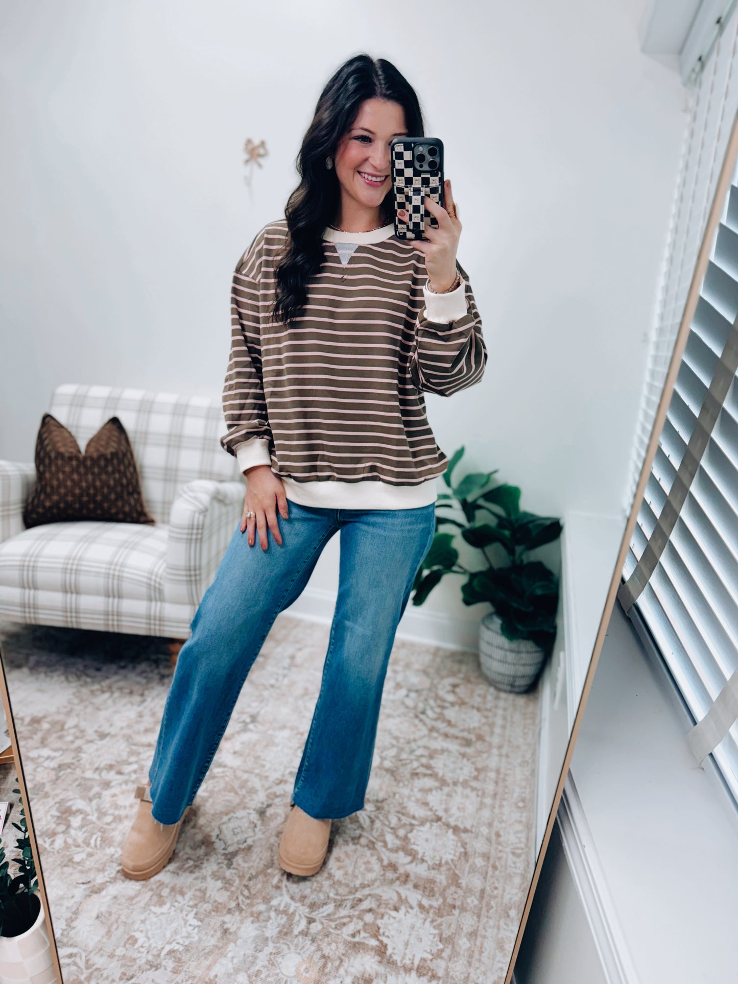 Mocha Stripe Crewneck