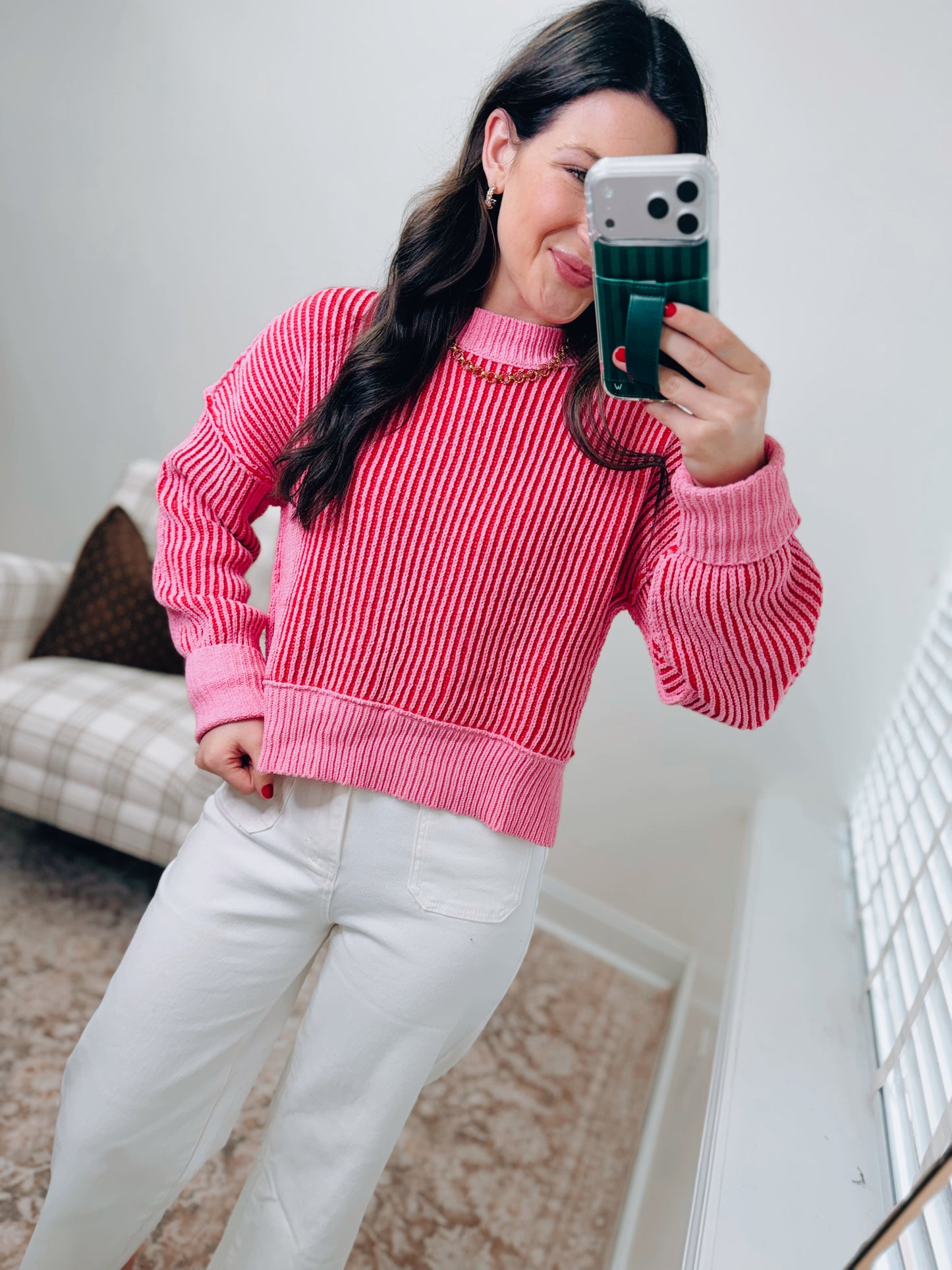 Hayes Two Tone Pink Sweater