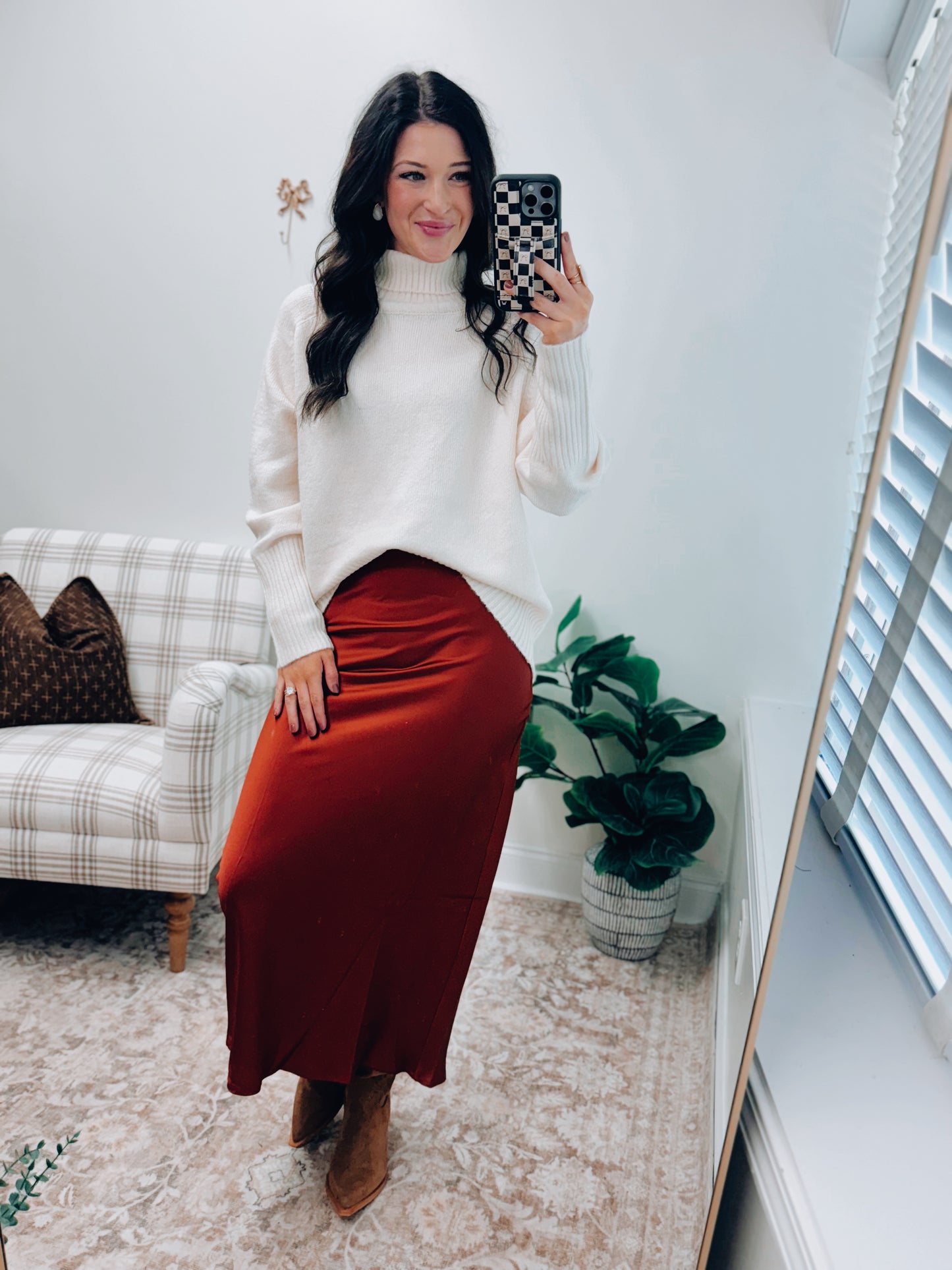 Veda Satin Midi Skirt - Sienna