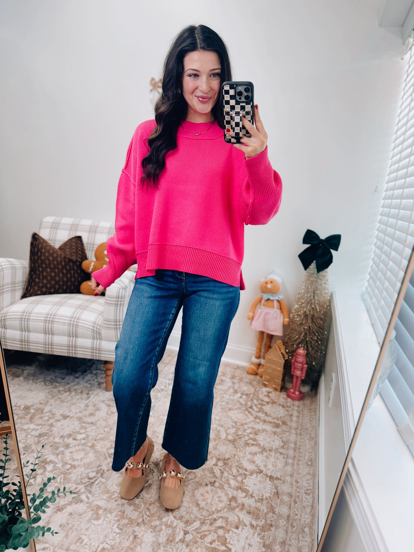 Mercer Mock Neck Ribbed Sweater - Pink