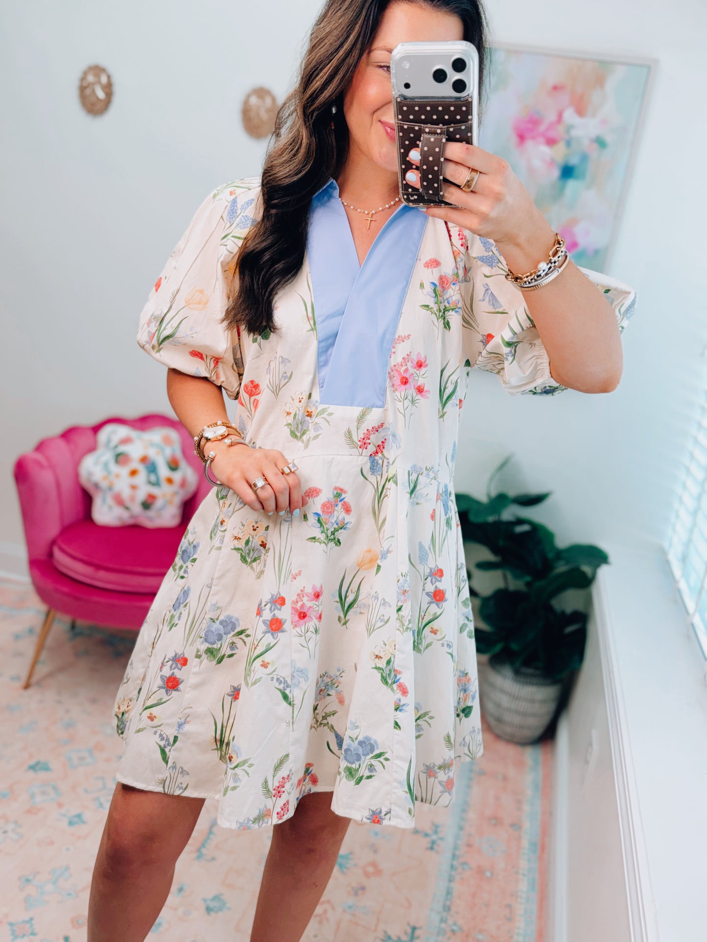 Iris Cream Floral Mini Dress