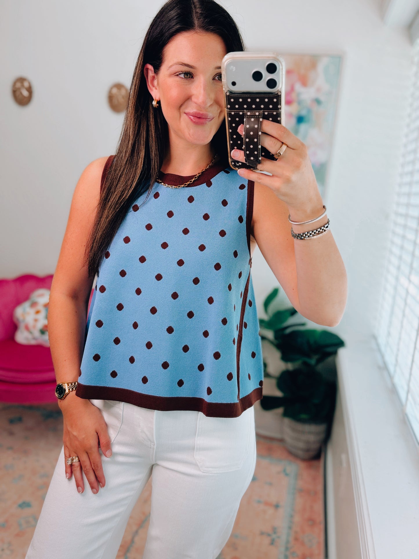 Copper Polka Dot Flow Top