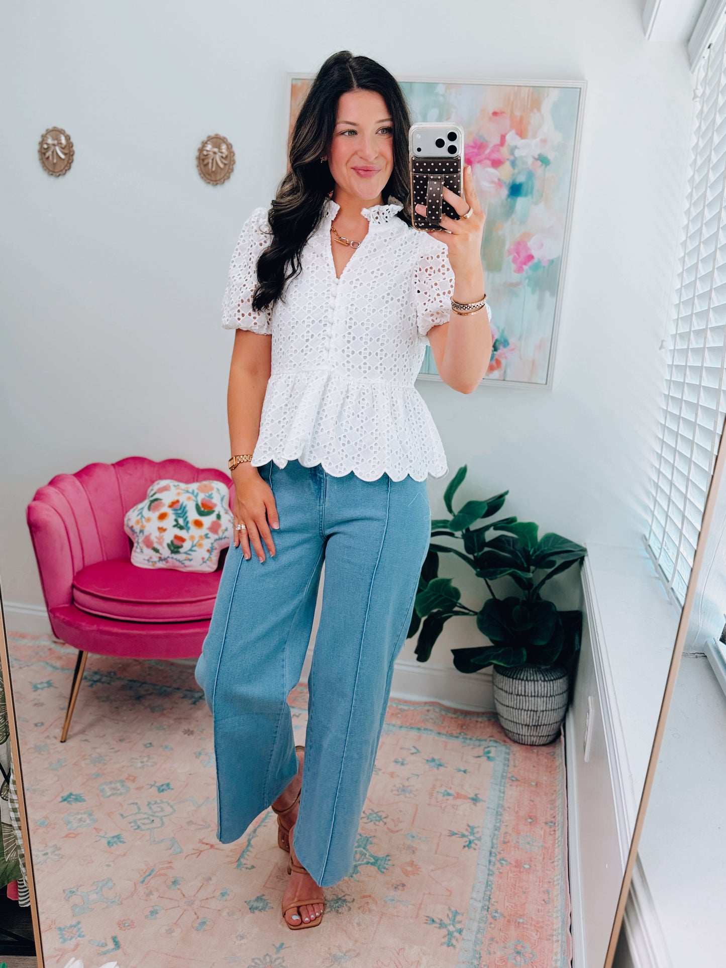 Simply Grace Eyelet Top - White