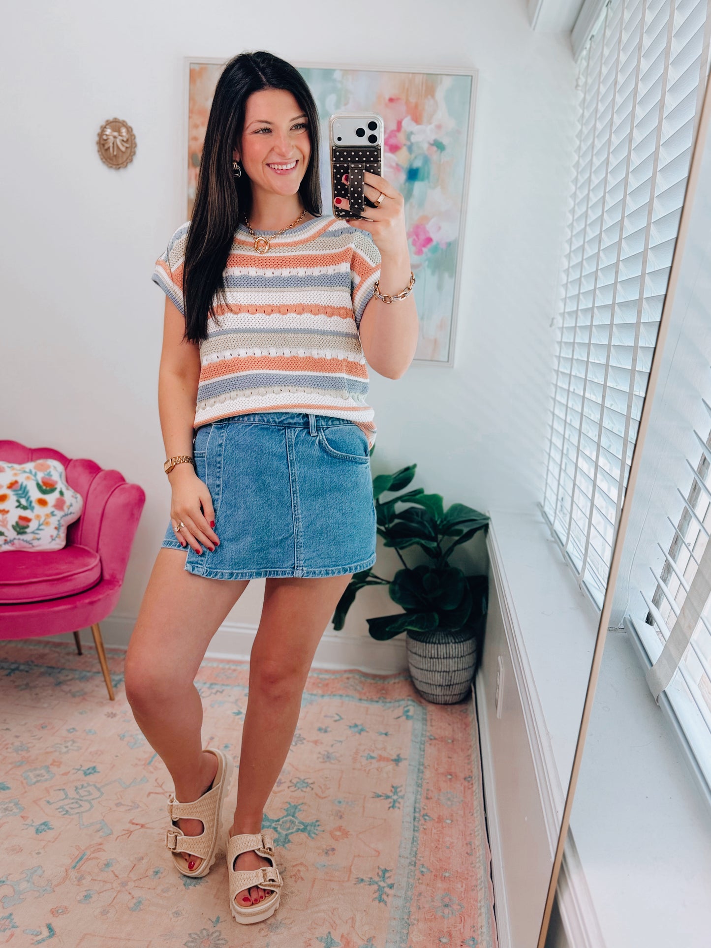 Easy Breeze Striped Crochet Top