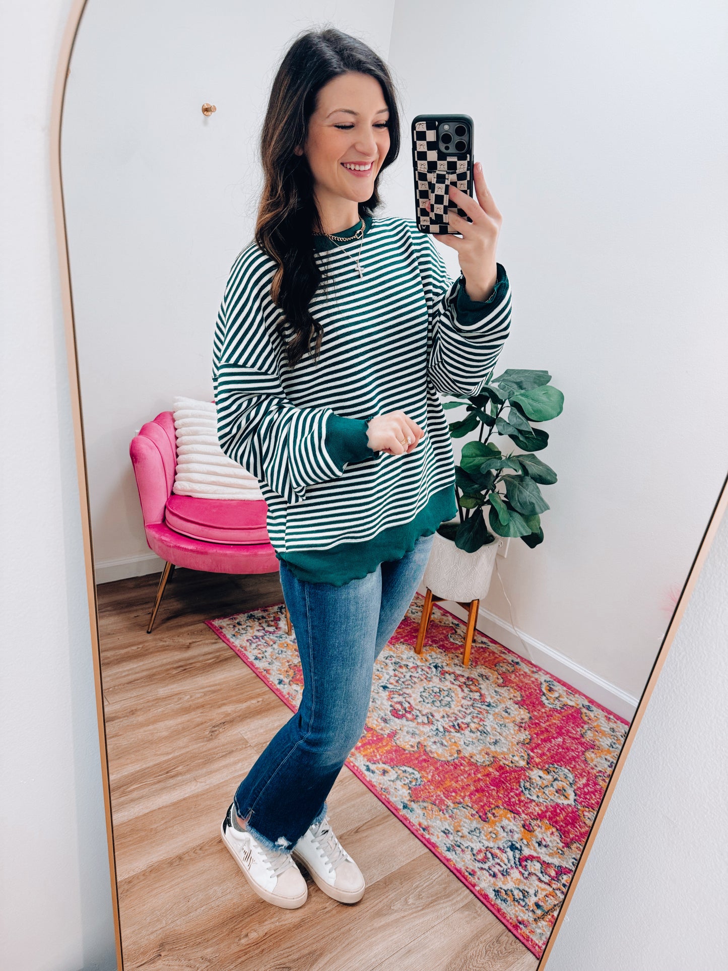 Danae Green Striped Top