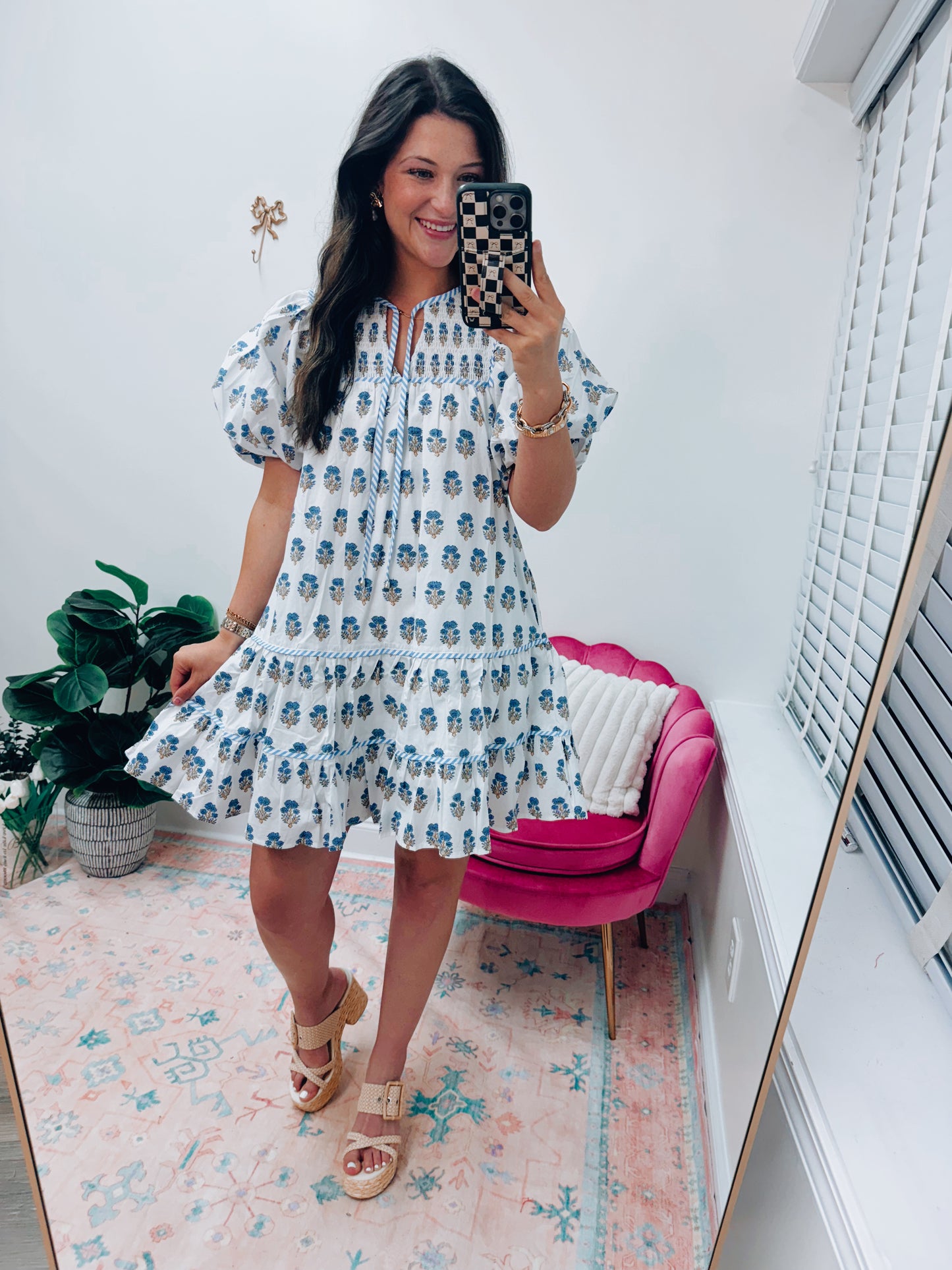 Smocked Coastal Bloom Mini Dress