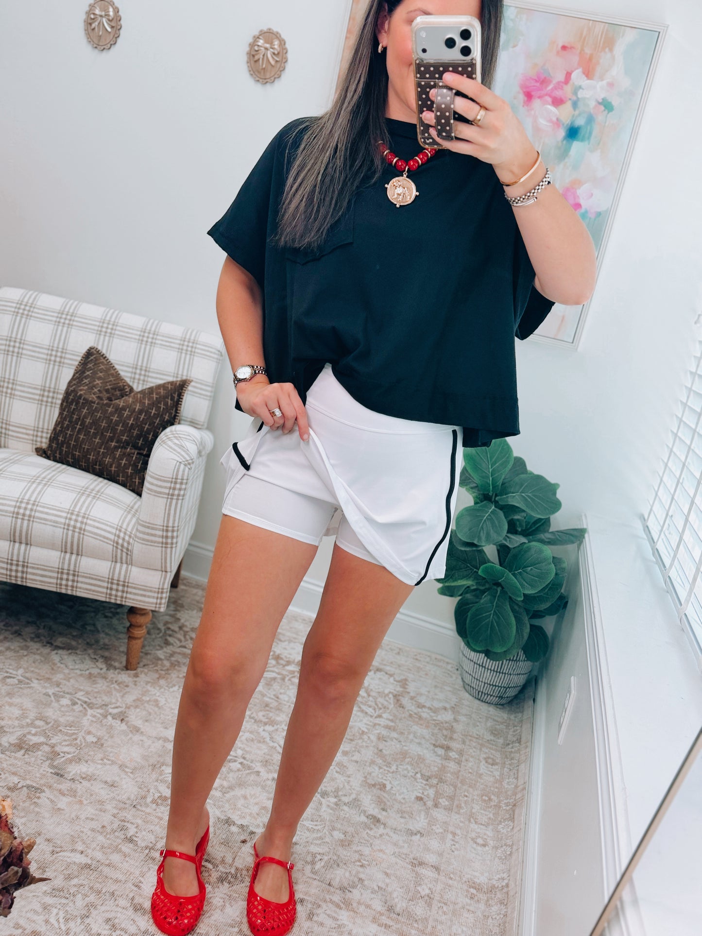 Active Stripe Butter Skort - White