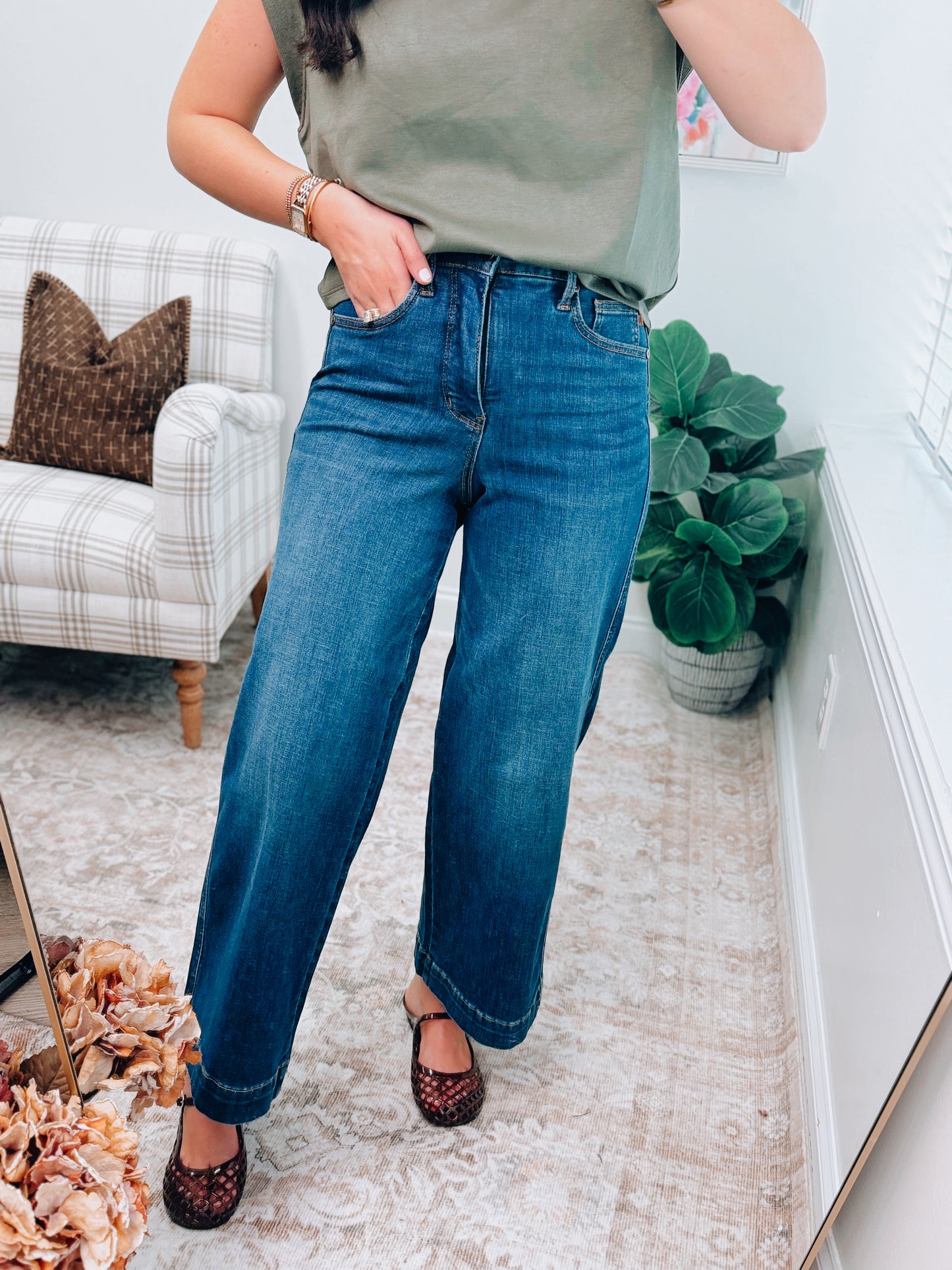 Deep Indigo Cropped Wide Leg Denim | Judy Blue