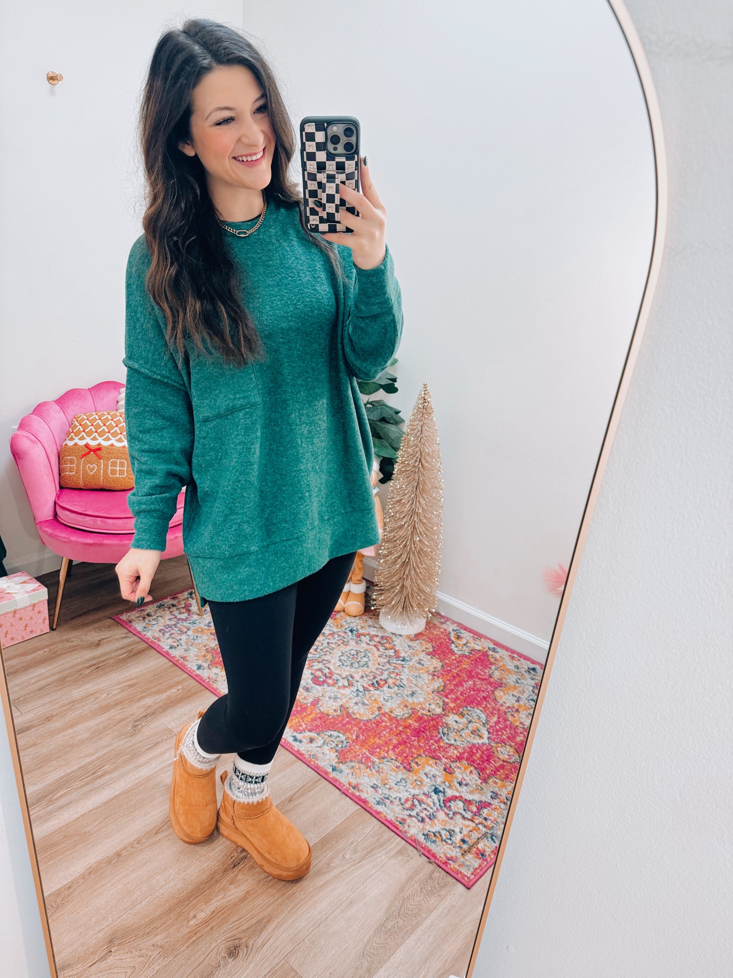 Heather Brushed Sweater - Dk Green