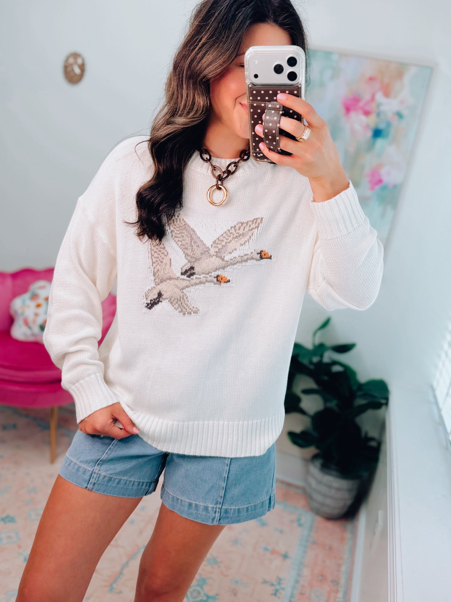 Crewneck Swan Sweater