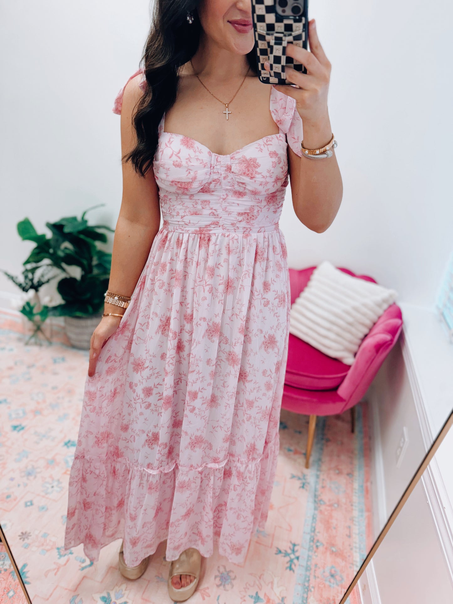 Floral Sweetheart Garden Dress - Pink