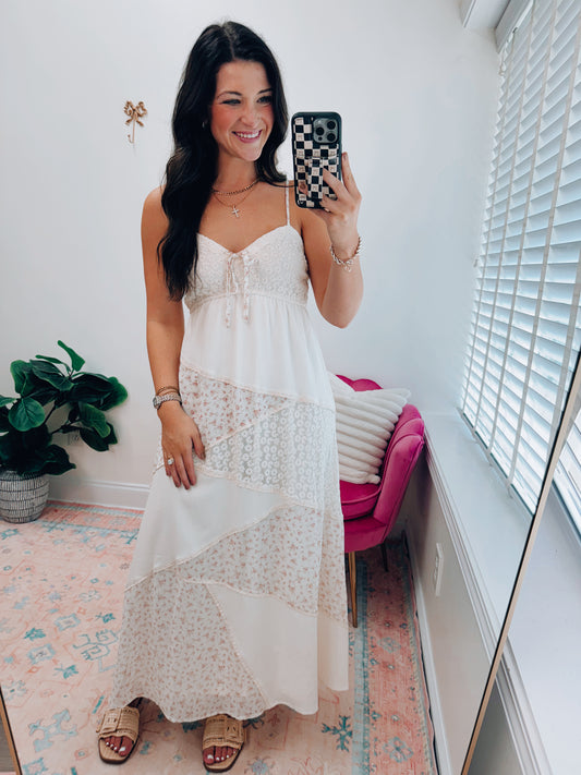 Multi Stich Patch Maxi Dress