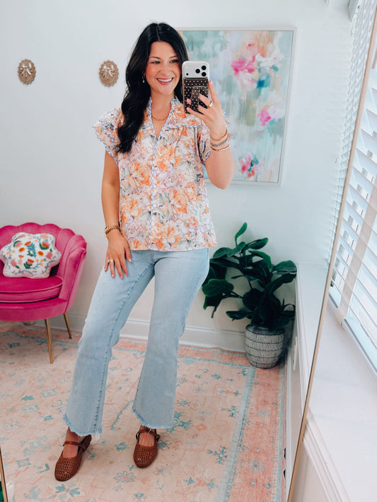 Merritt Floral Button Top