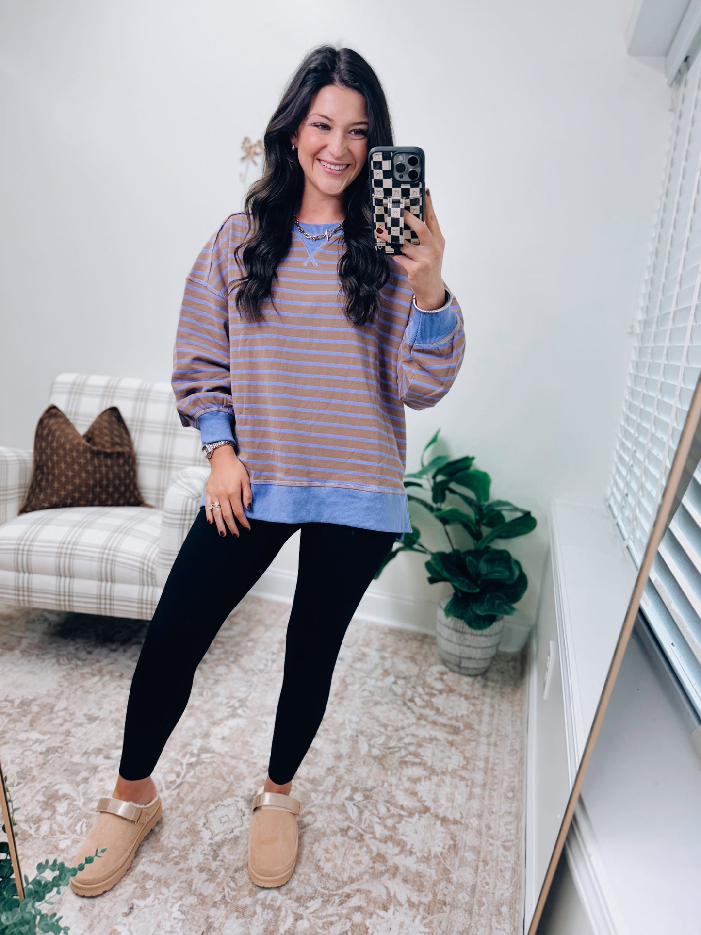 DOORBUSTER Comfy Casual Stripe Pullover - Mocha