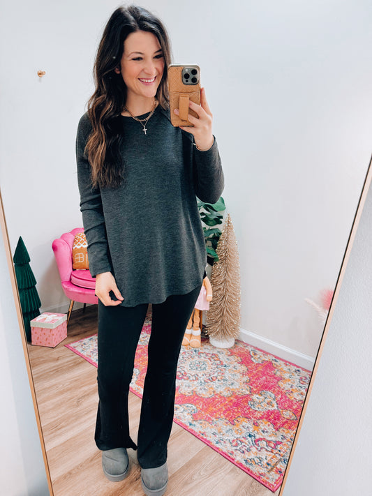 CURVY Thermal Knit Top - Black