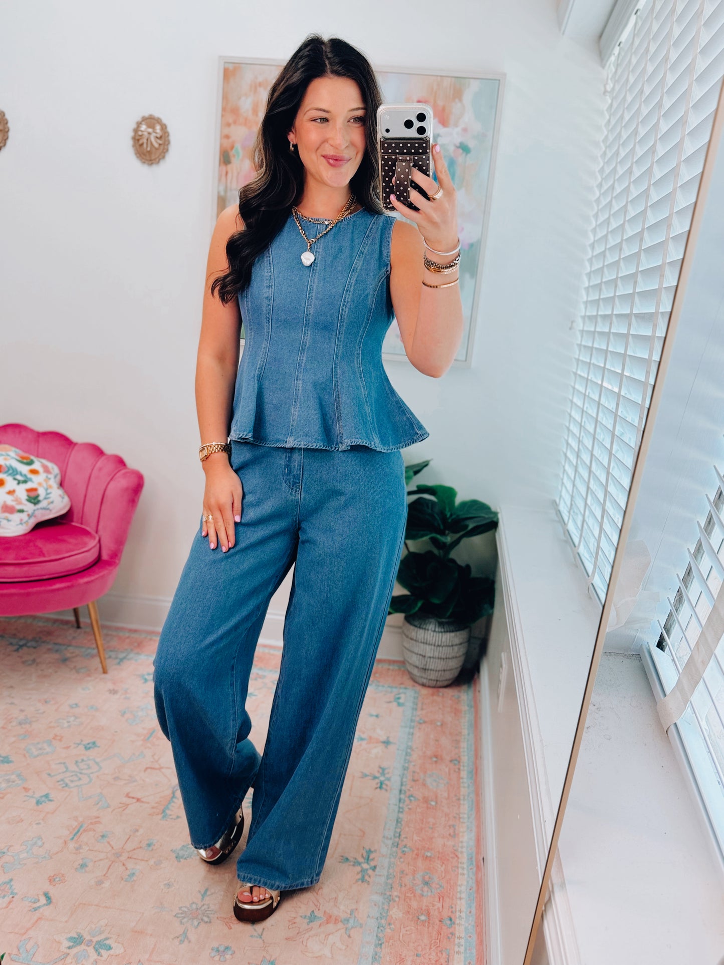 Magnolia Pleated Denim Set