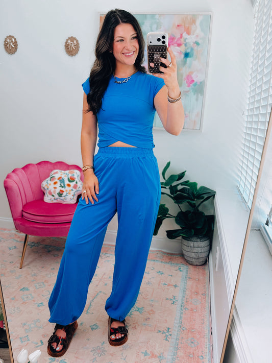 Ocean Blue Crossover Pants Set
