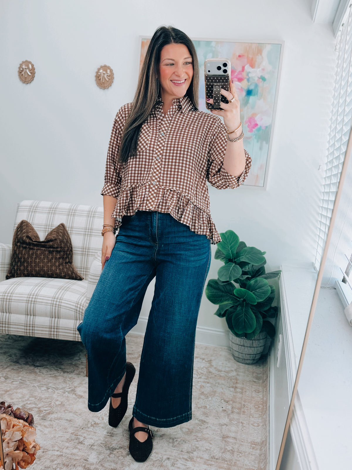 CURVY Gingham Harvest Babydoll Top