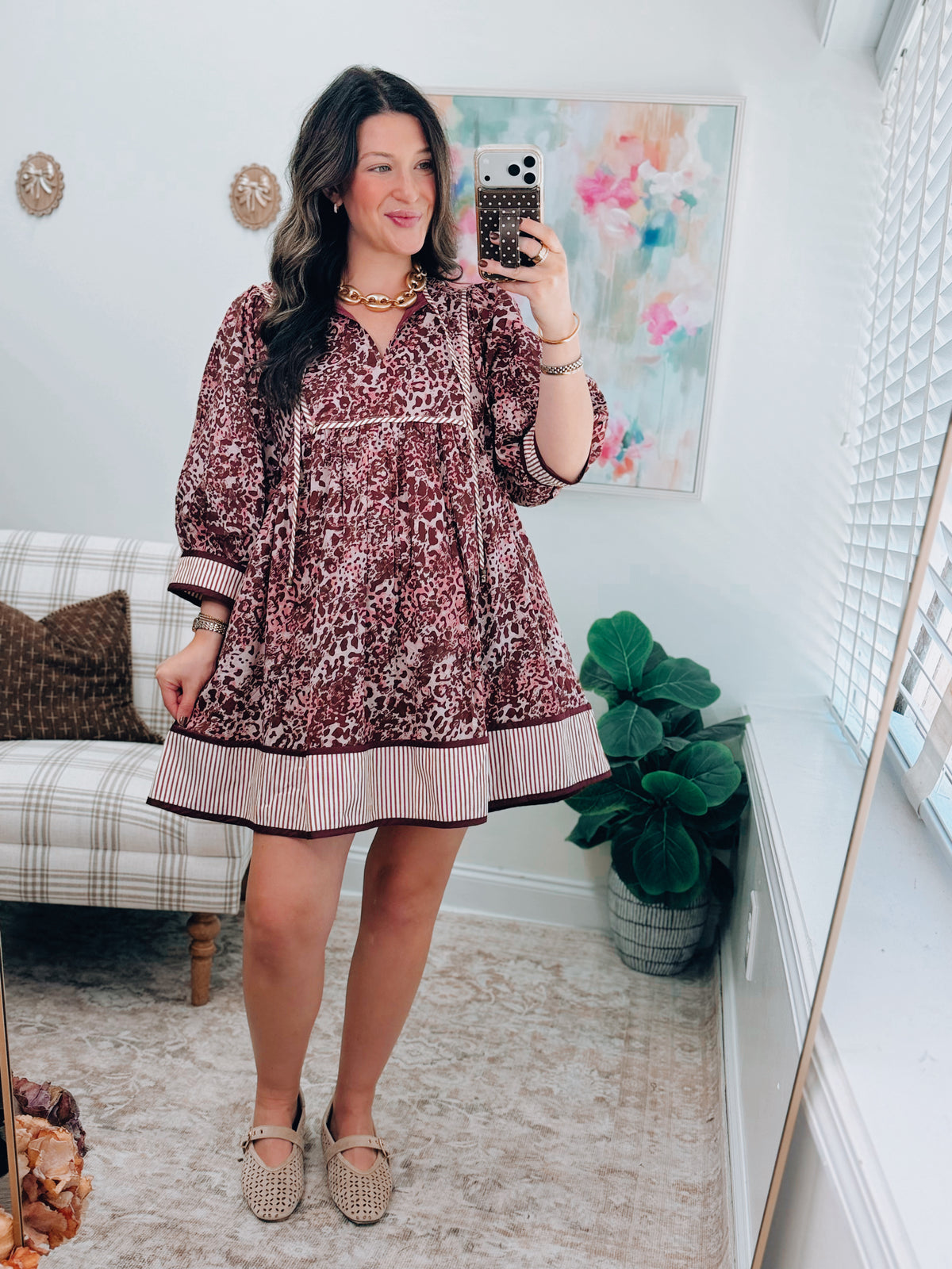 Marigold Burgundy Mix Mini Dress