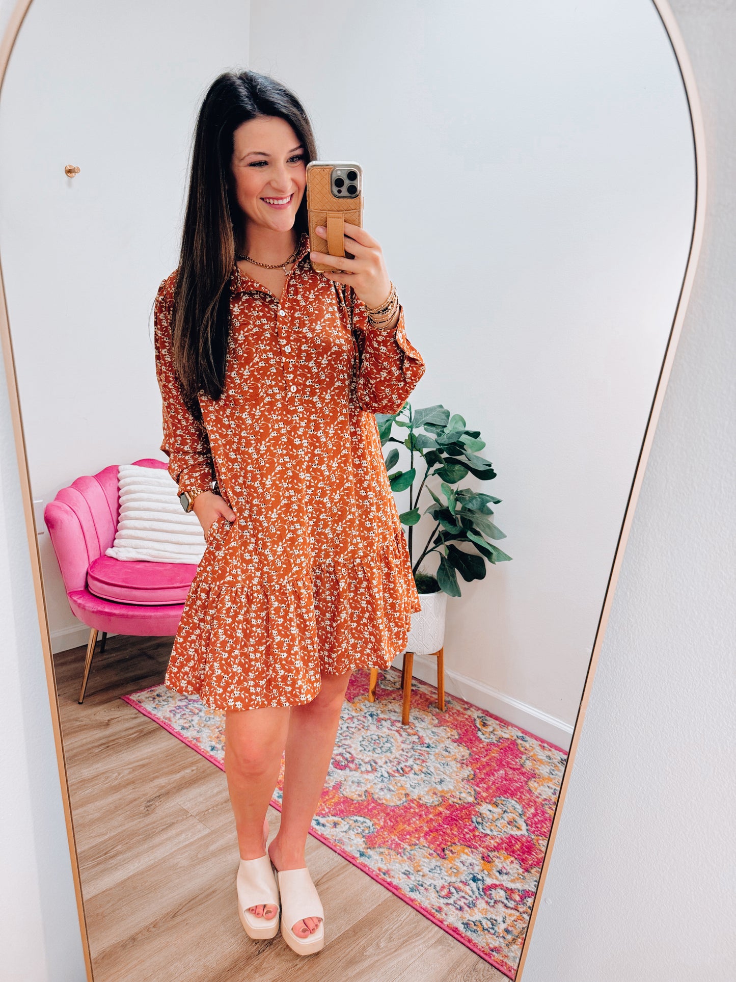 Cinnamon Floral Mix Mini Dress