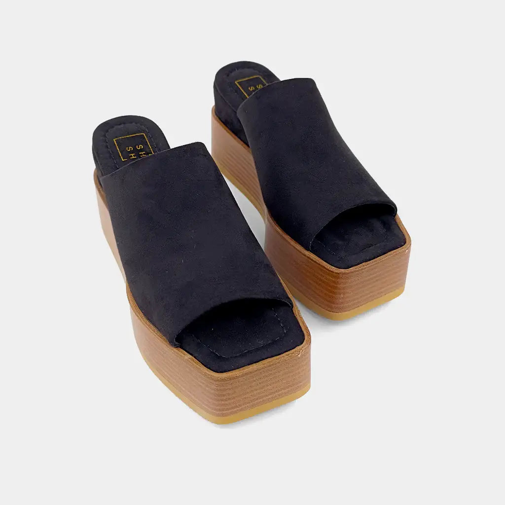 Karlie Black Suede Wedge