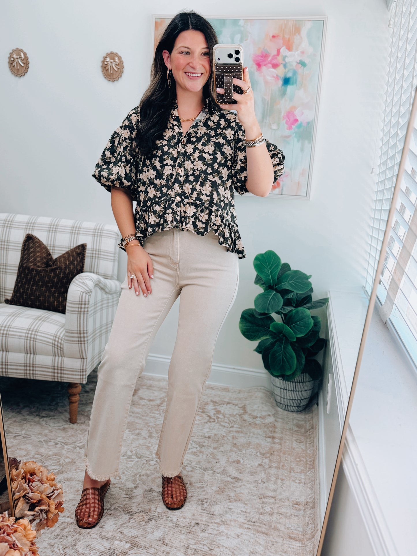 Harlow Black Floral Mix Top