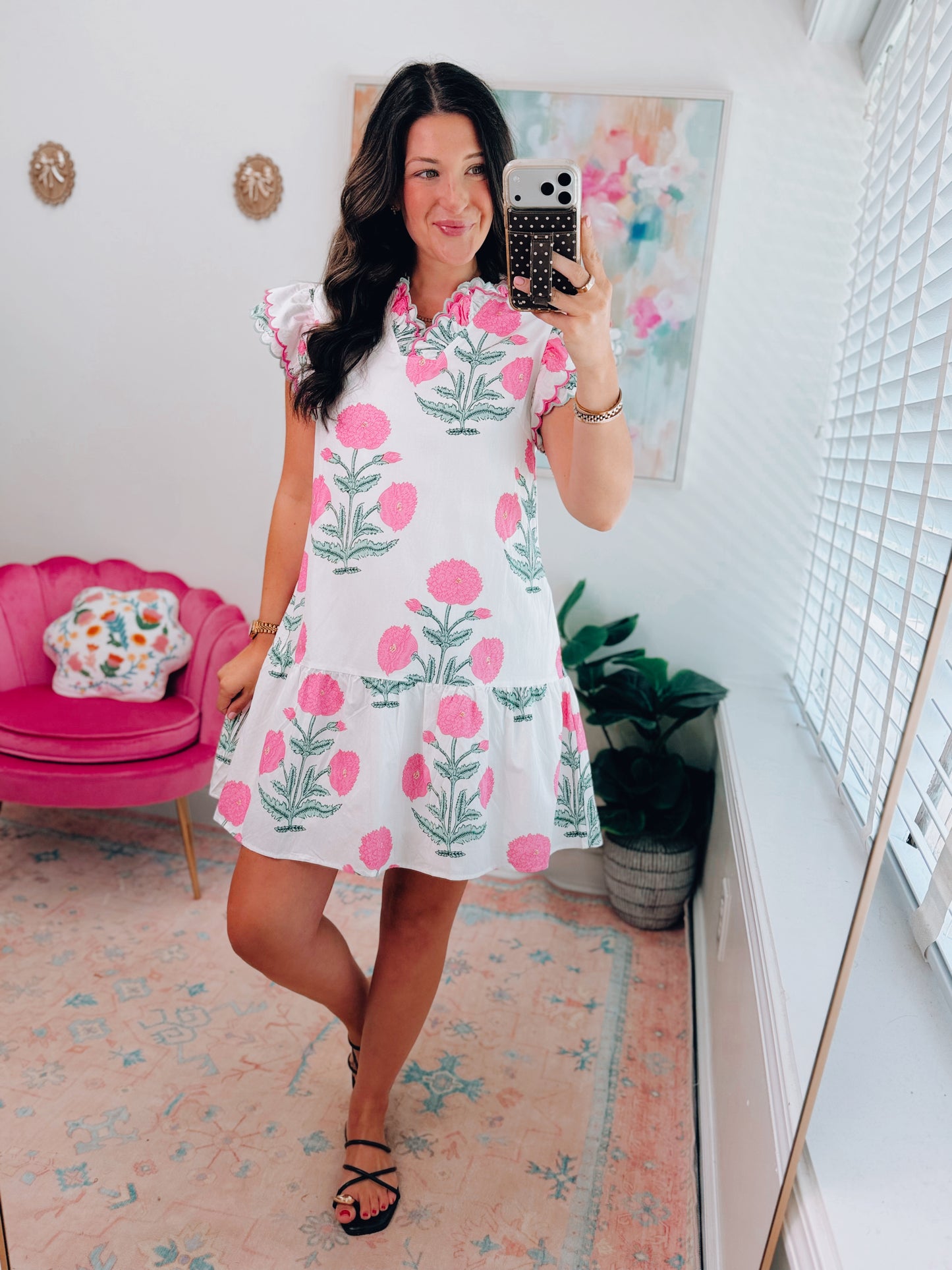 Caroline Floral Scallop Mini Dress