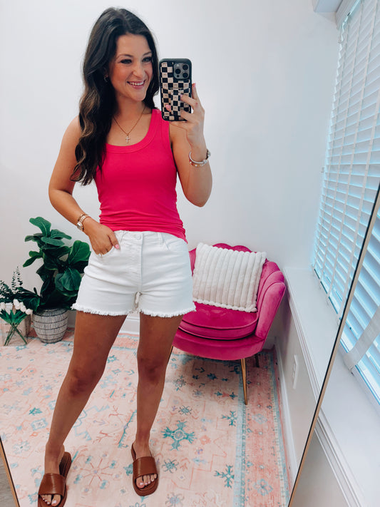 Jada Basic Ribbed Tank - Fuchsia